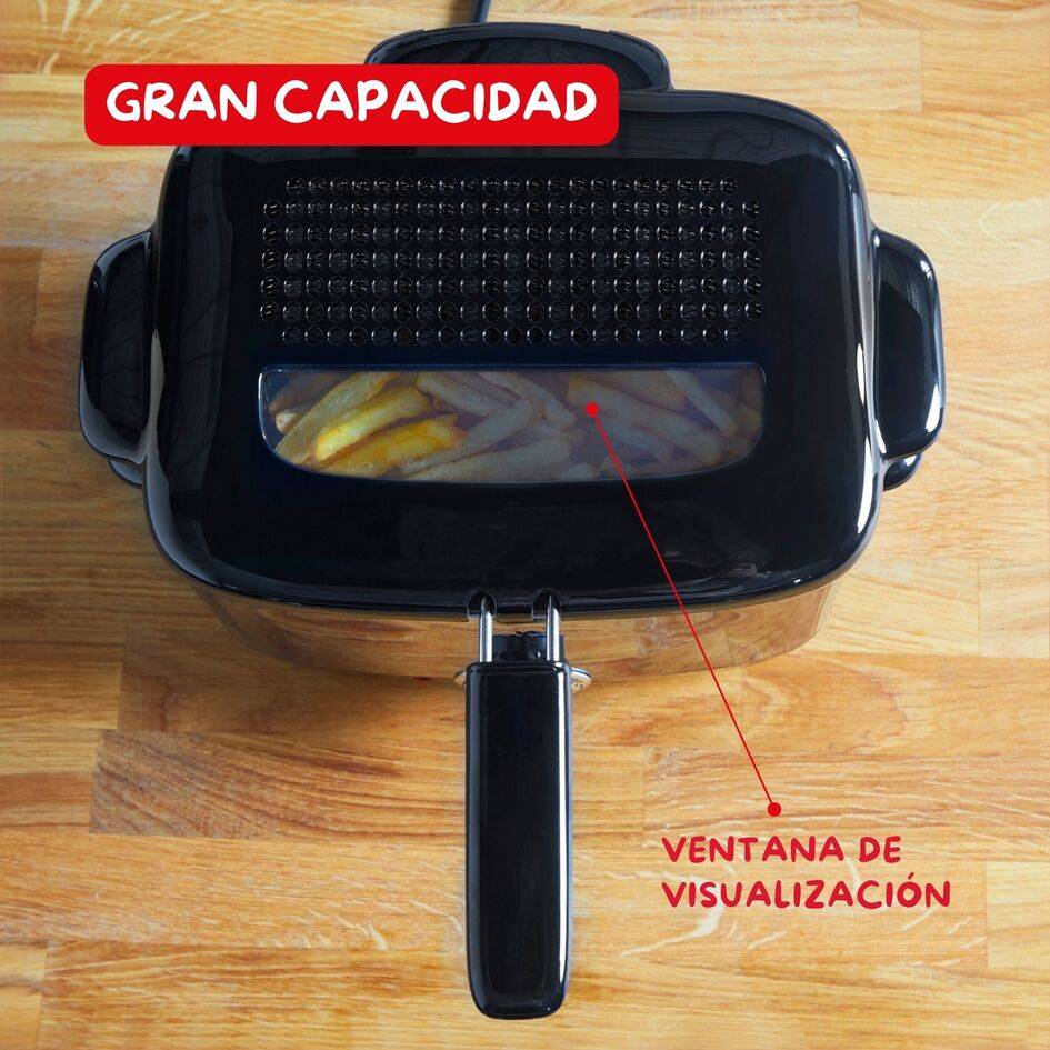 Minifrito, Freidora de aceite, 1 L, Termostato ajustable, Compacta, Ventanilla transparente