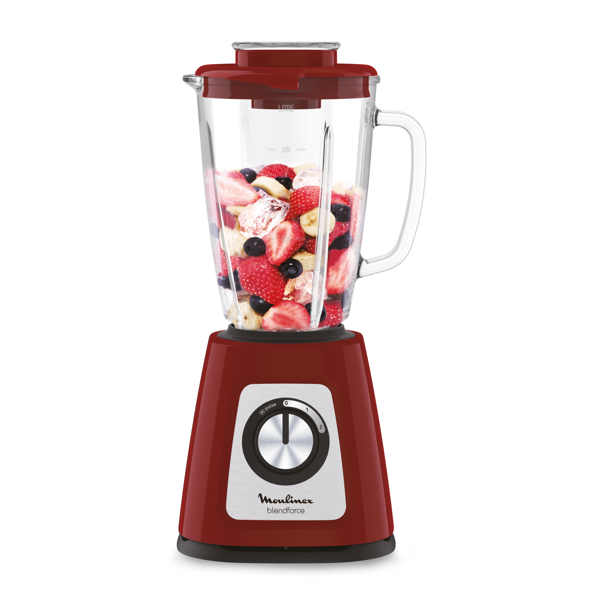 Blendforce, Batidora de vaso, 800 W, Jarra de cristal, Roja