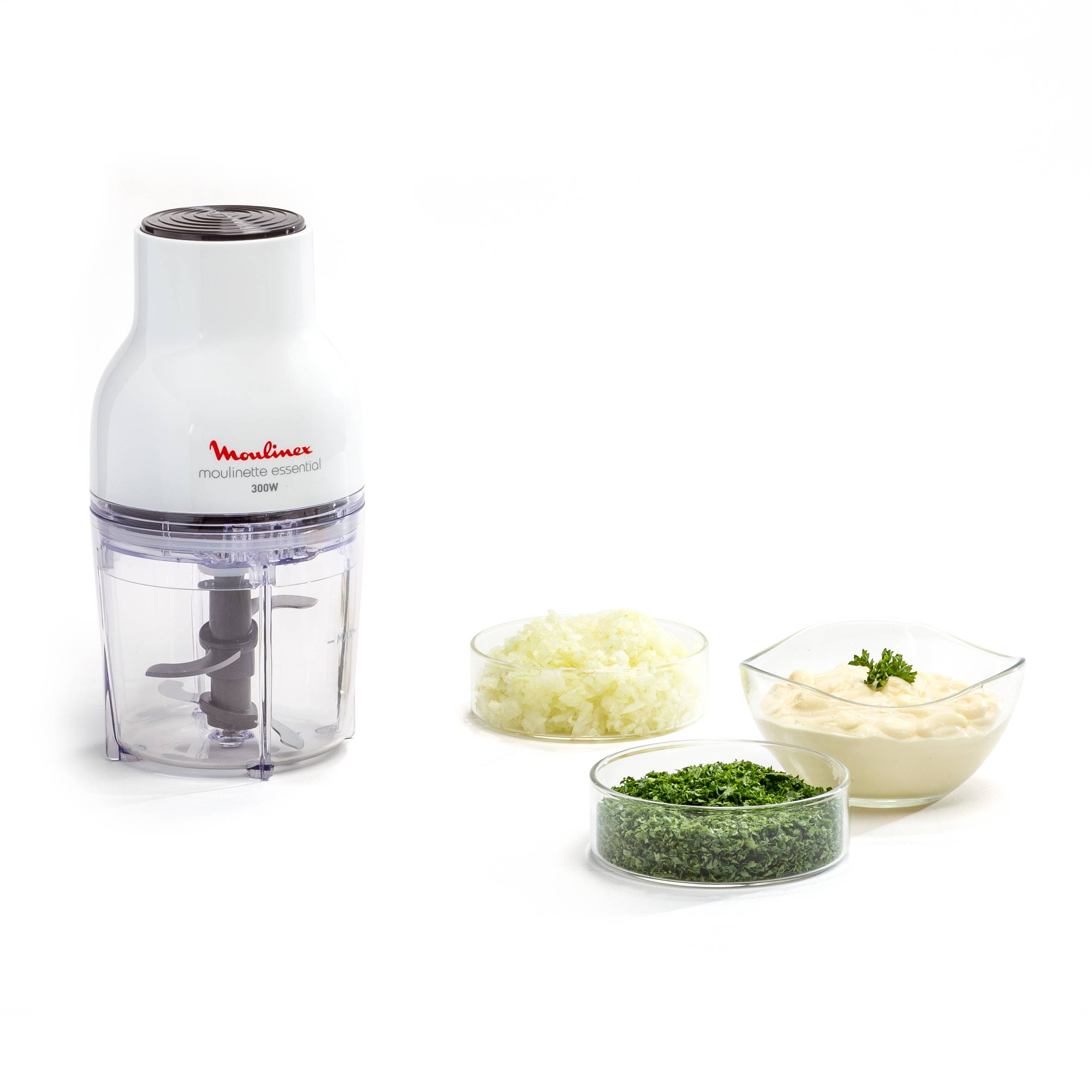 Moulinette Essential, Picadora, 300 W, 4 cuchillas, 400 ml de capacidad, Sistema de bloqueo seguro