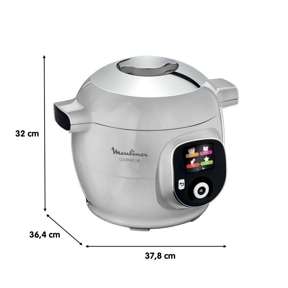 Cookeo+, Olla eléctrica programable, 6L, 80 recetas,  6 modos de cocción, Gris