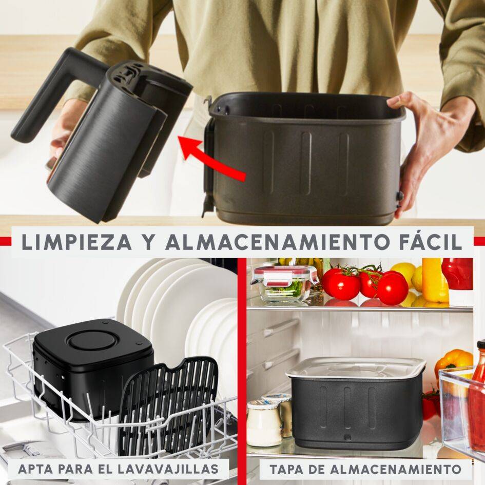 Freidora de aire Easy Fry Silence con ventana de visualización, Cesta de almacenaje 5&nbsp;L, Tecnología Silenciosa, Negra