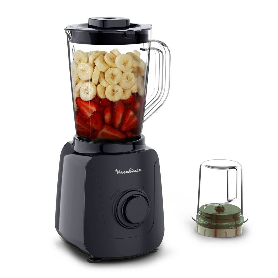 Blendforce Essential, Batidora + Accesorio Picadora, Jarra de 1,85 L, 450 W, Resultados Homogéneos, 2 Velocidades + Modo Pulse, Triturado de Hielo, Negro