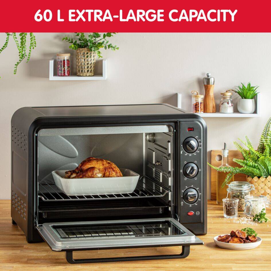 Optimo, Horno de convección, 60 L, 7 Modos de Cocción, Accesorios, Negro