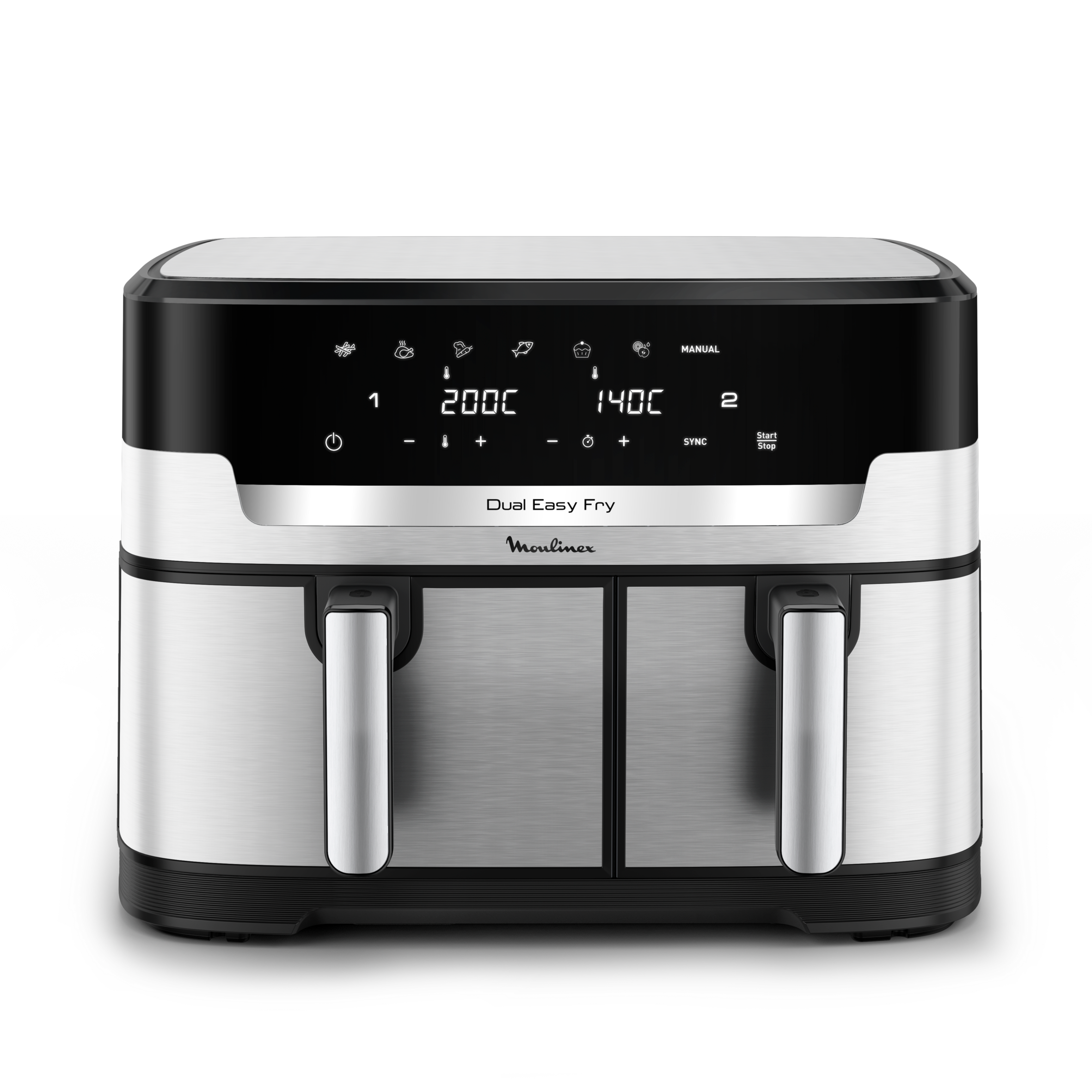 Dual Easy Fry, Freidora de aire de doble cesta XXL, 11 L, 2700 W, Cocción Sincronizada, +8 personas