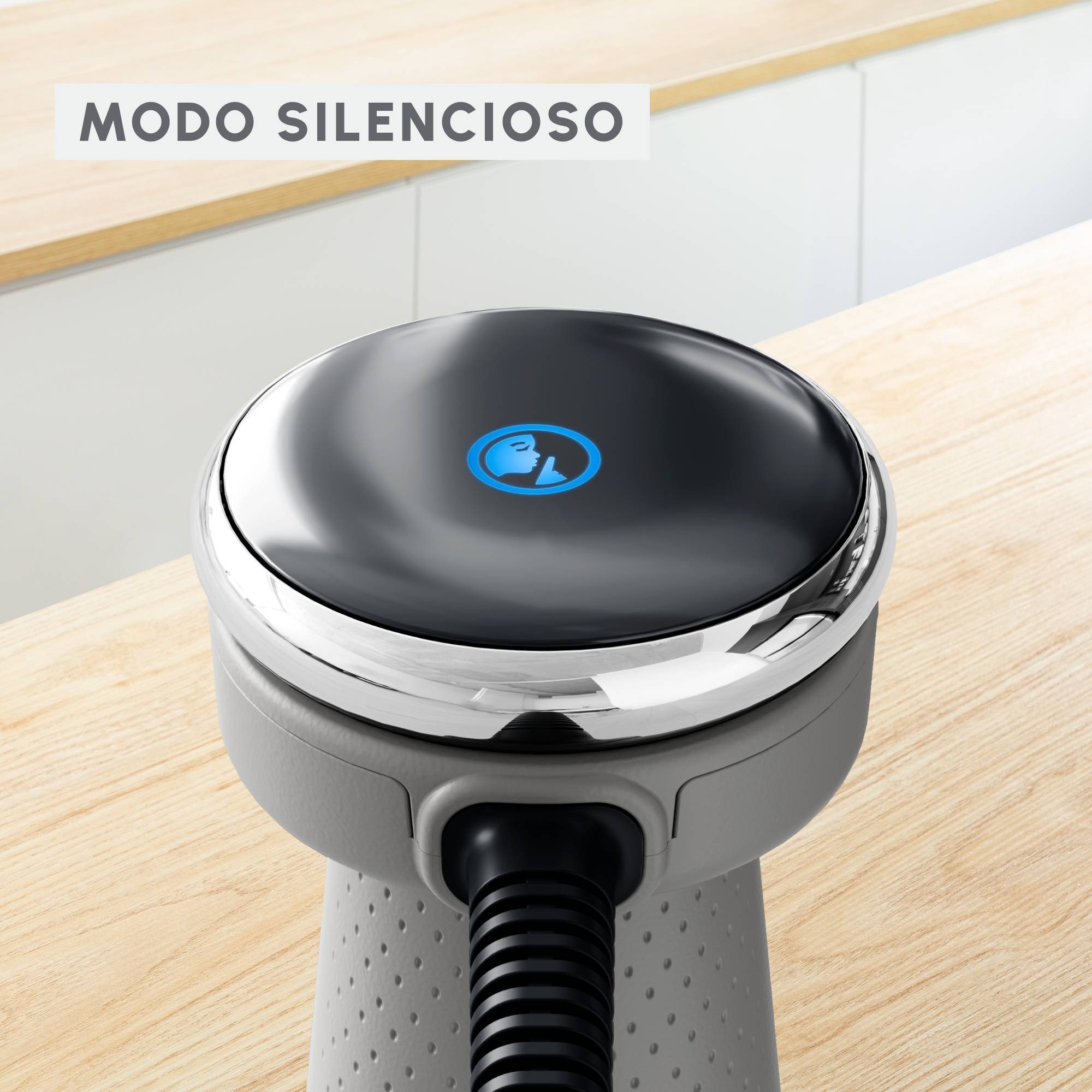 Quickchef+, Batidora de mano, 20 velocidades, Vase medidor y vaso picador, Modo silencioso, Cuchillas con tecnología Powelix, Gris