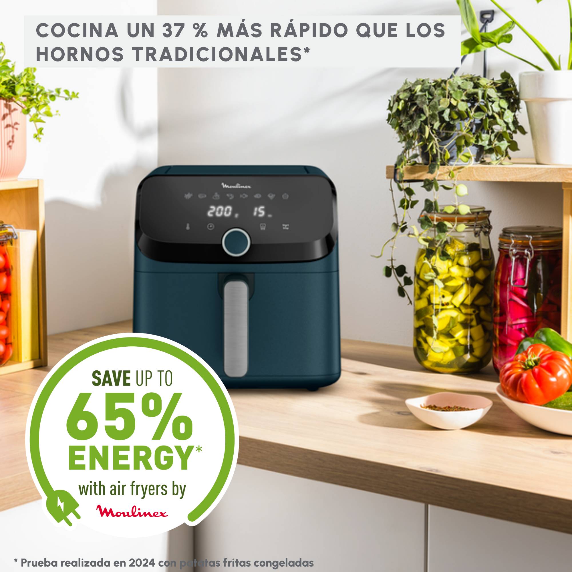 Easy Fry Mega, Freidora de aire, 1700 W, Gran capacidad de 7,5 L, 8 programas, Compacta