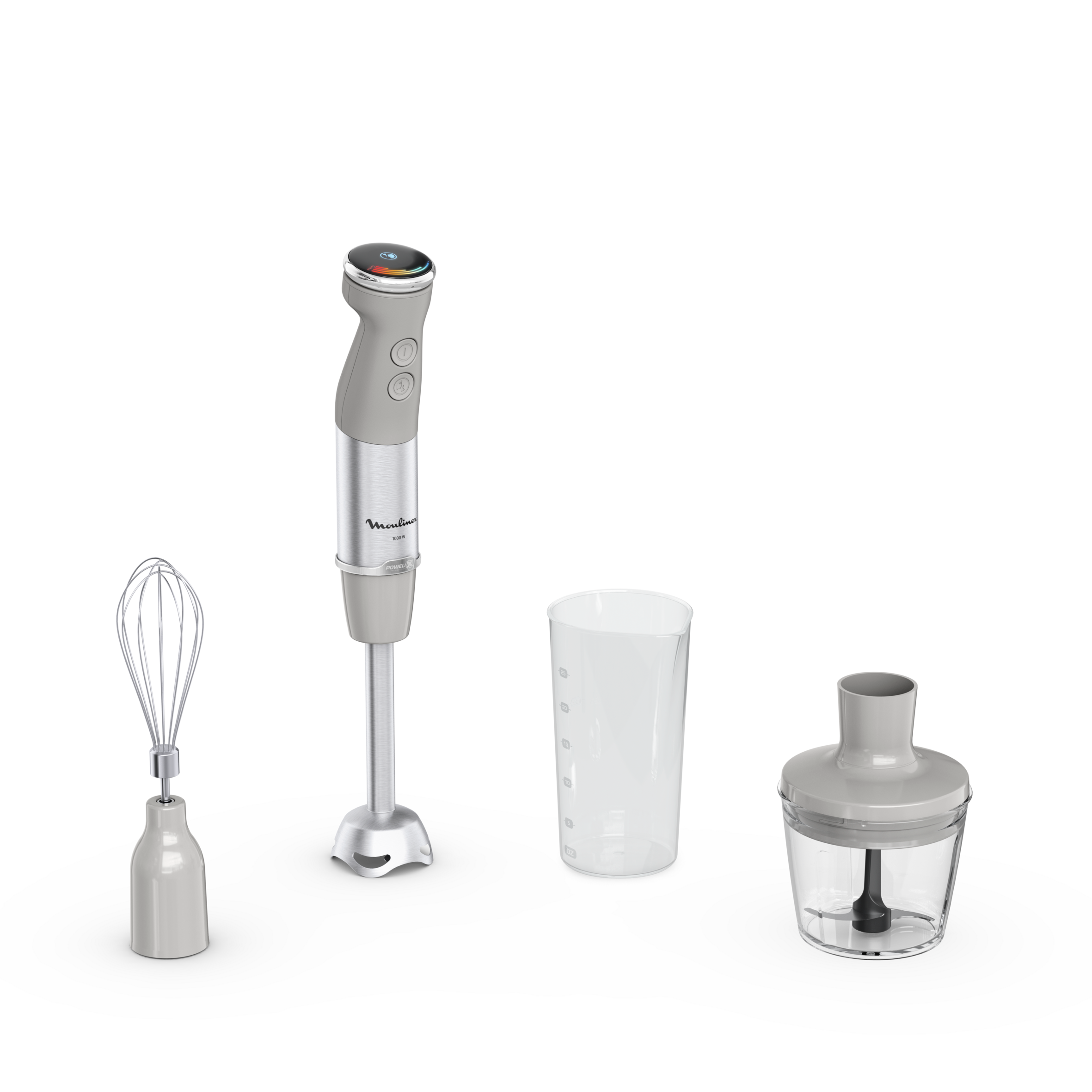 Quickchef+, Batidora de mano , cuchillas con tecnología Powelix, 20&nbsp;velocidades, 3 en 1, Gris