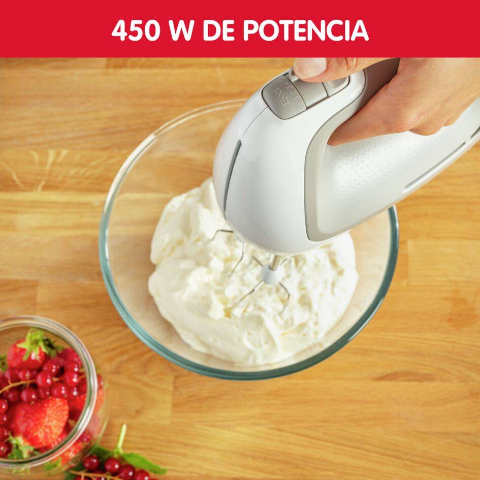 Prep'Mix, Batidora de varillas, Amasadora, 450 W, 5 velocidades, 2 varillas, 2 ganchos de amasar, Acero inoxidable, Ergonómica