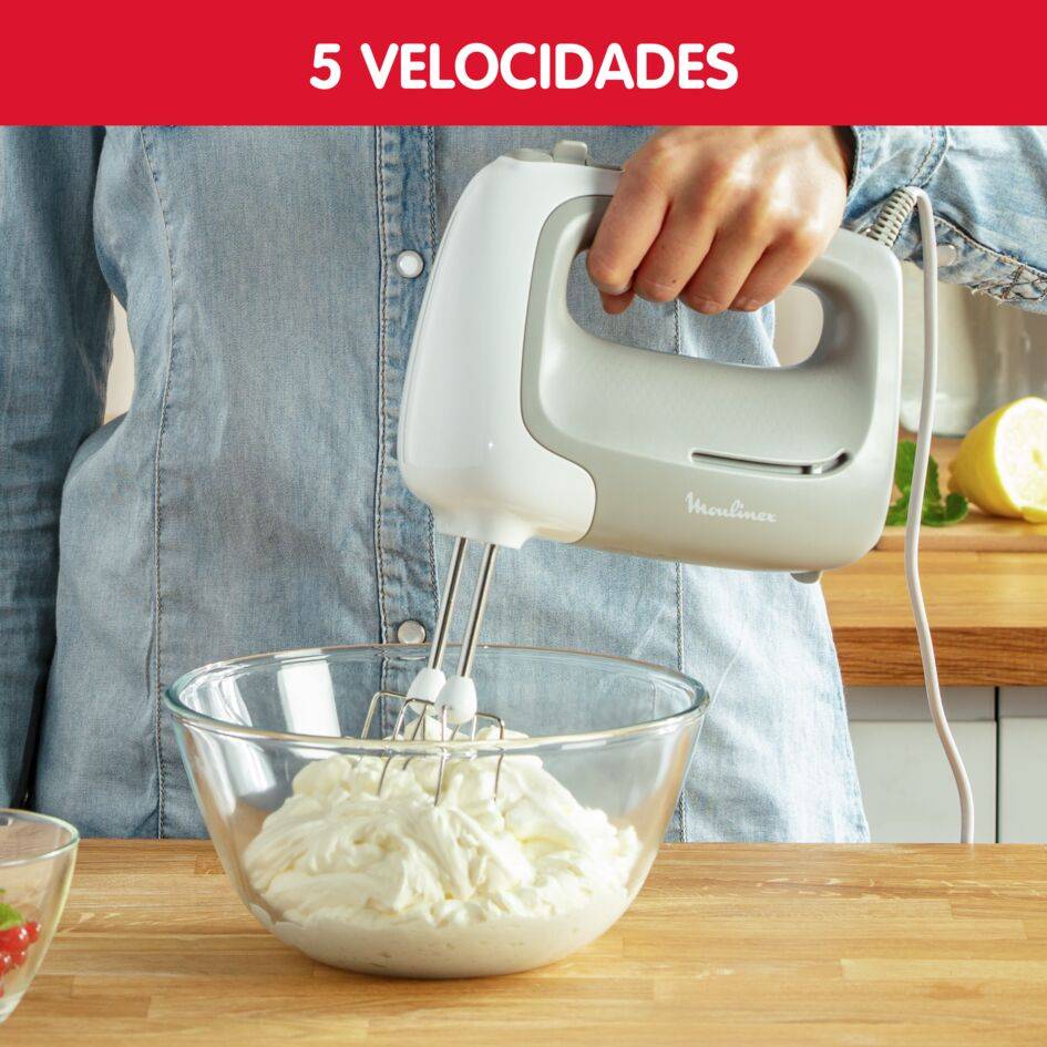 Prep'Mix, Batidora de varillas, Amasadora, 450 W, 5 velocidades, 2 varillas, 2 ganchos de amasar, Acero inoxidable, Ergonómica