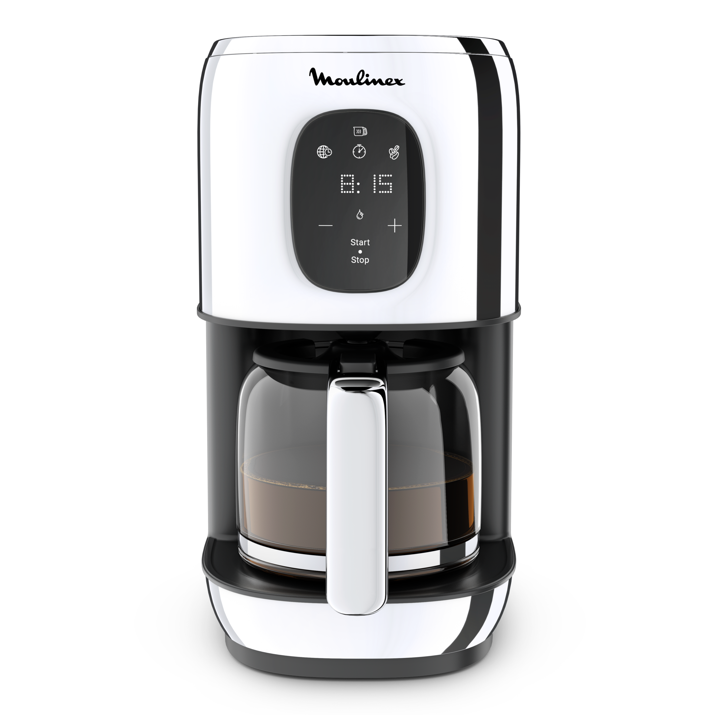 Majestuo Cafetera de Filtro, 10 Tazas, Pantalla Táctil, Blanca