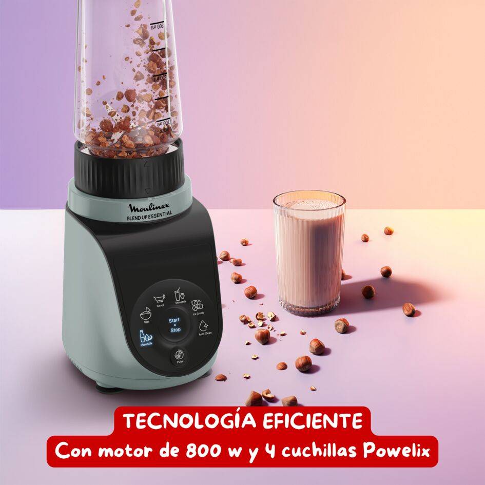 Blend Up Essential, Batidora de vaso, 800 W, 6 programas automáticos, botella con tapa para llevar, Eucalipto