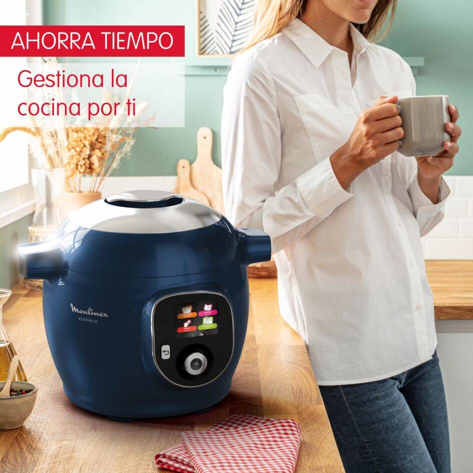 Cookeo+, Olla Eléctrica Programable, 6L, 6 programas, 150 Recetas Integradas, Azul