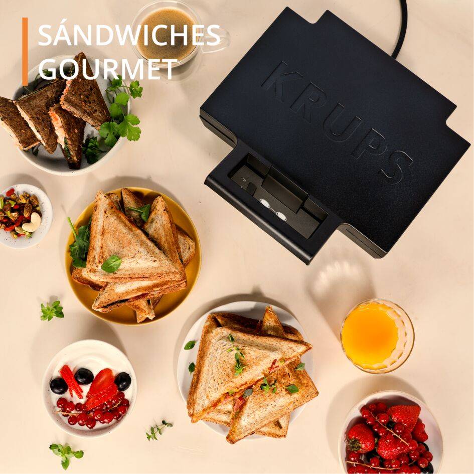 Sandwichera Iconic, Placas cerámicas antiadherente y antiarañazos, 850 W, Fácil almacenamiento vertical, Negro