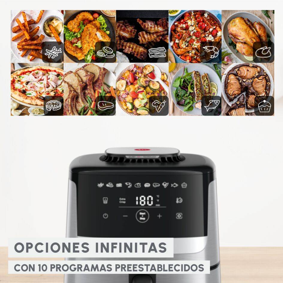  Easy Fry Silence, Freidora de aire, Cesta de Almacenaje 5&nbsp;L, Tecnología Silenciosa, Acero Inoxidable, Inox