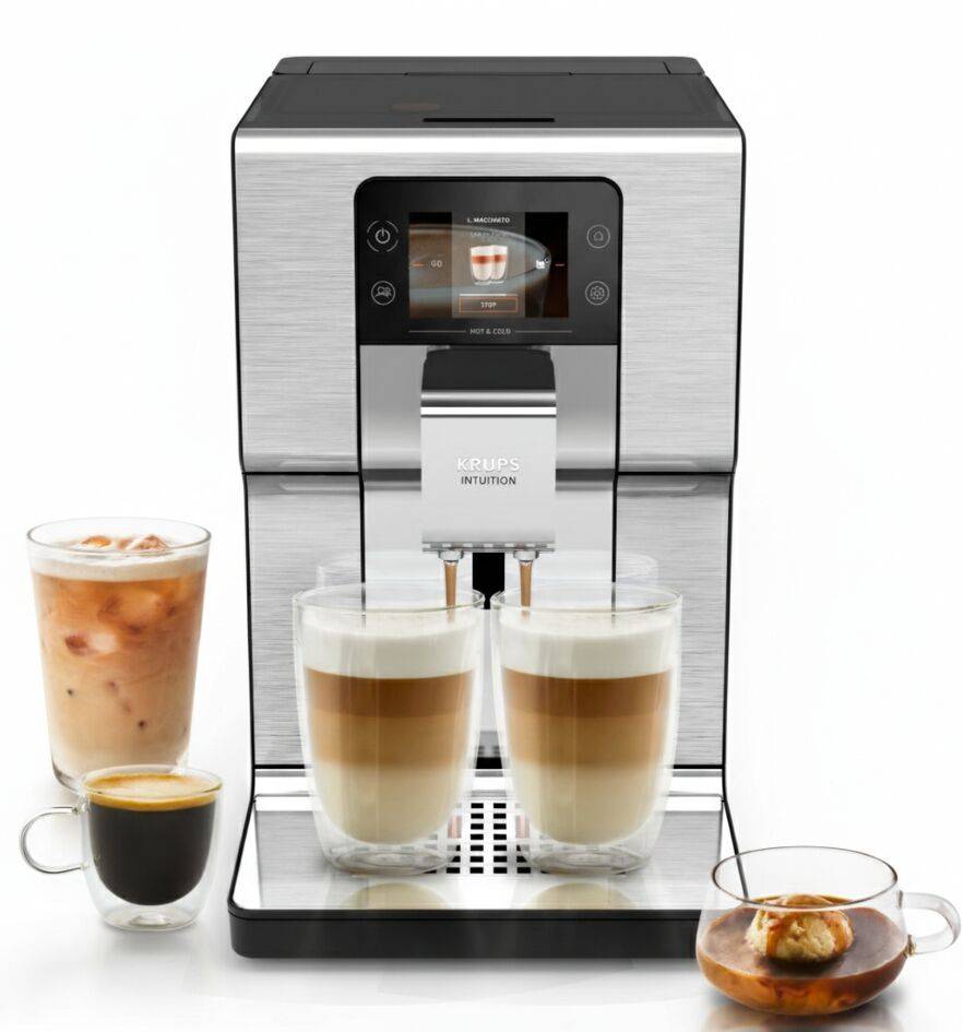 Intuition Experience Hot&Cold, Cafetera Superautomática, Pantalla táctil , 30 Recetas, Jarra de leche, Plata