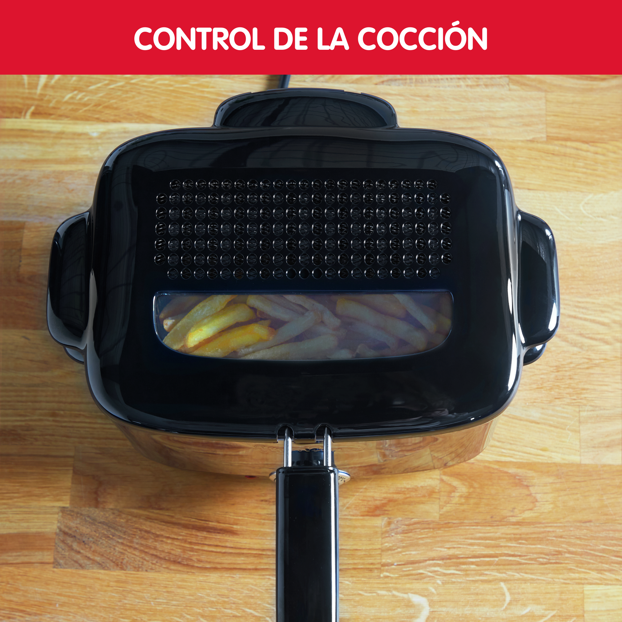 Minifrito, Freidora de aceite, 1 L, Termostato ajustable, Compacta, Ventanilla transparente