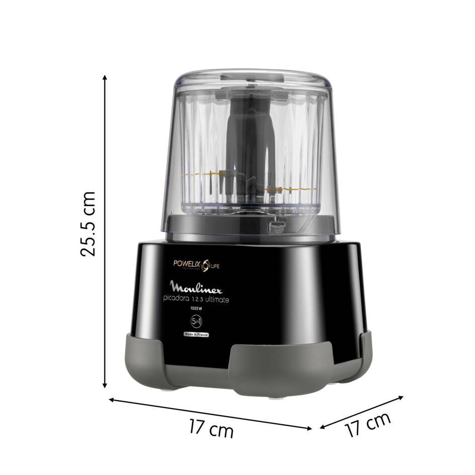 Moulinette Ultimate 1-2-3, Picadora, 1000 W, Tecnología Powelix Life,&nbsp;Negra