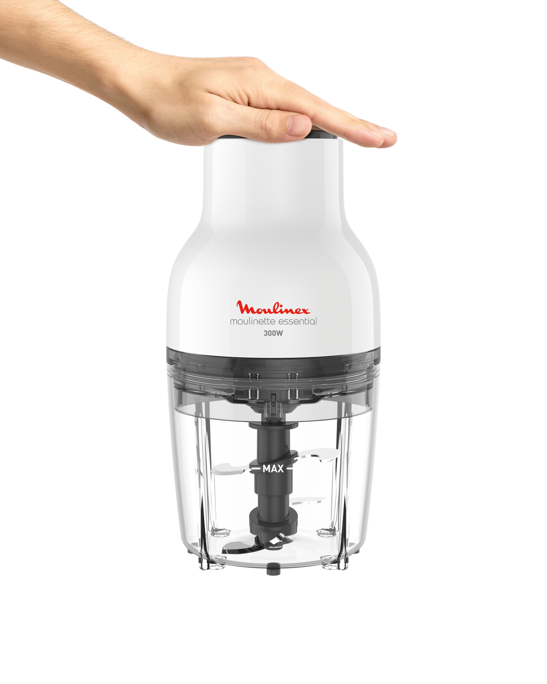 Moulinette Essential, Picadora, 300 W, 4 cuchillas, 400 ml de capacidad, Sistema de bloqueo seguro