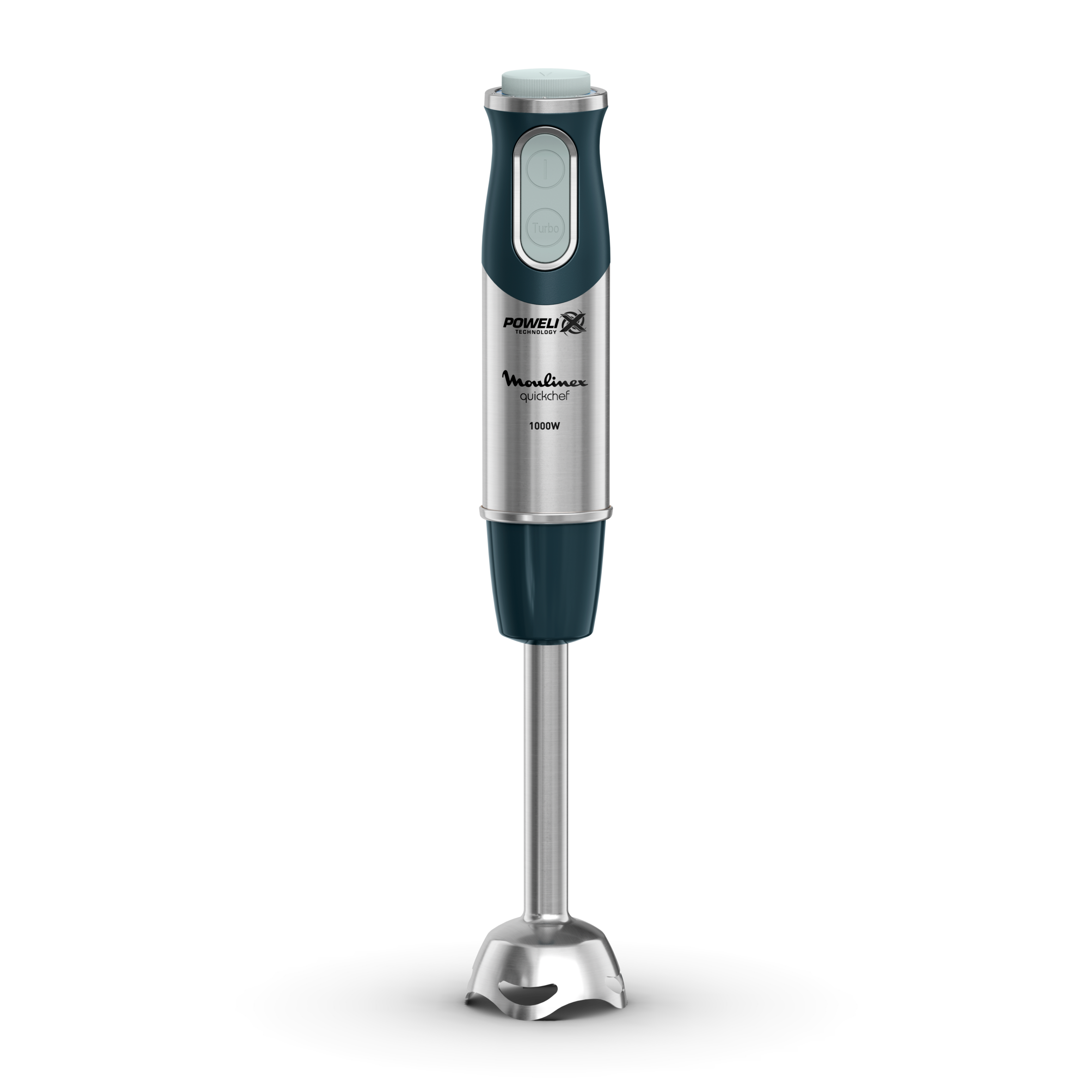 Quickchef, Batidora de mano 3 en 1 con picadora, 1000 W, 4 Cuchillas Powelix, Varillas y Vaso Medidor, Eucalipto