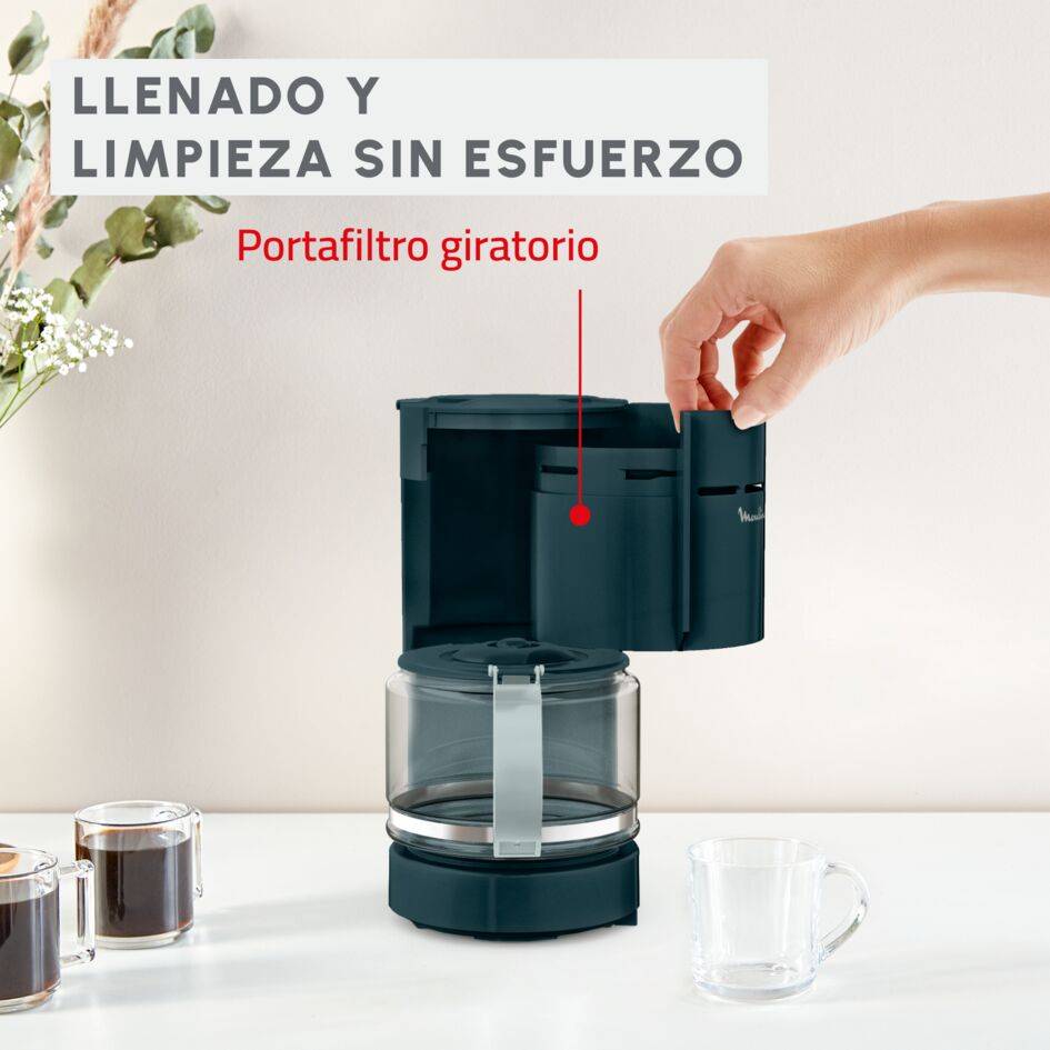 Uno, Cafetera de Filtro, 1,1L, Portafiltro Giratorio, Sistema Antigoteo