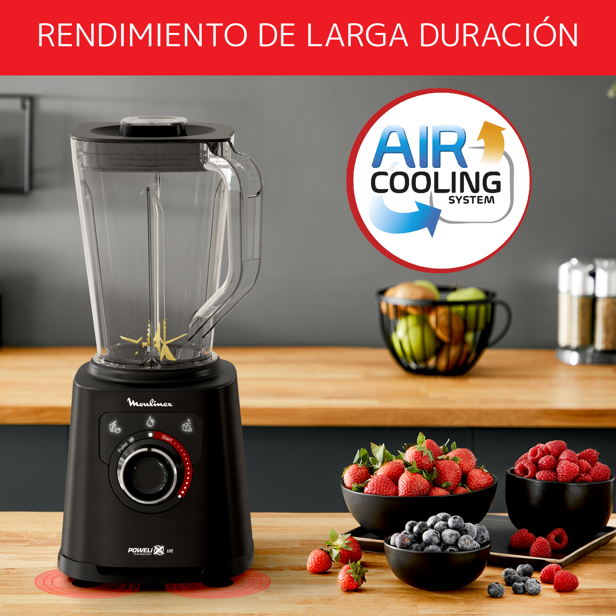 Perfectmix +, Batidora de alta velocidad, 1200 W, Negra