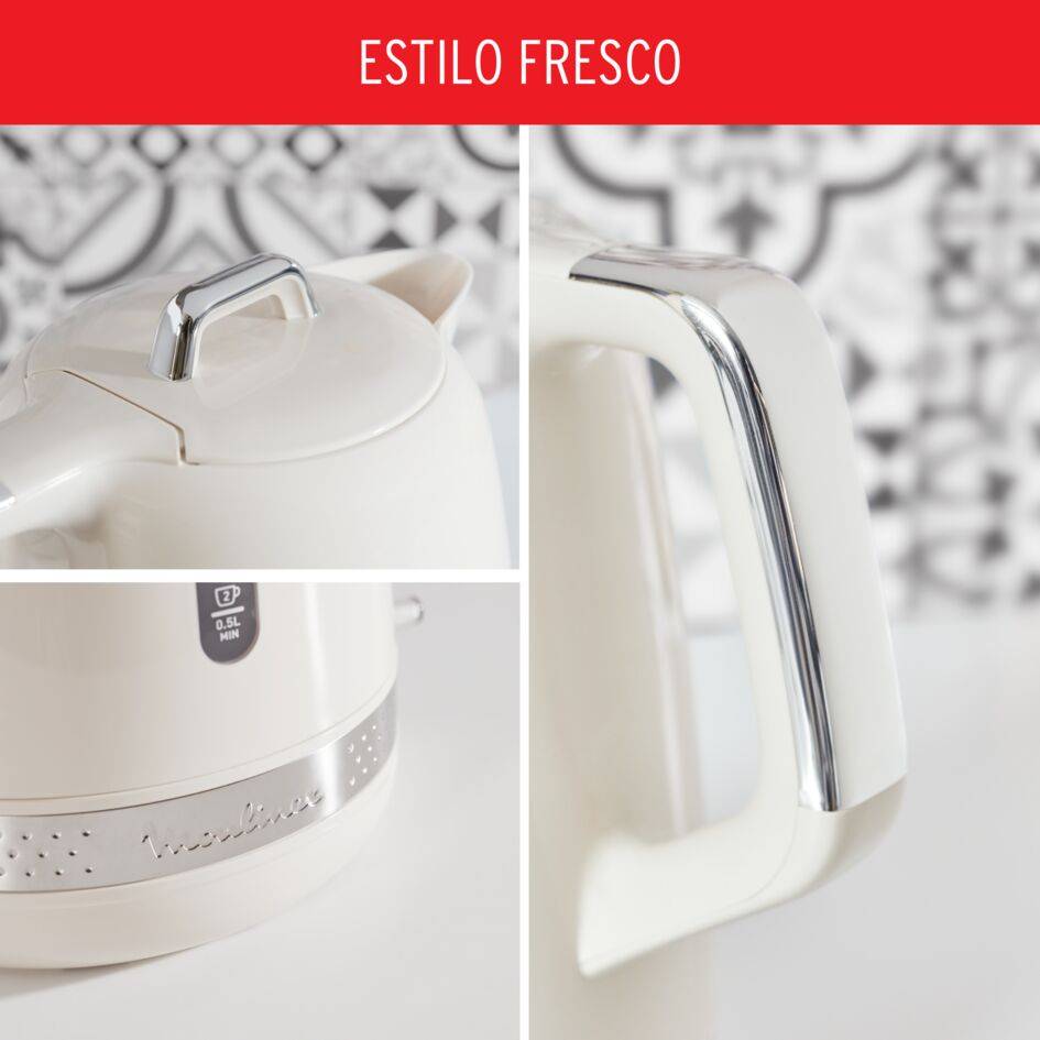 Hervidor marfil, diseño vintage, 1,7 L de capacidad y base giratoria 360°