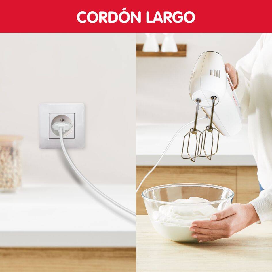 Quickmix, Batidora amasadora, 300 W, 5 velocidades, 2 ganchos de amasar y 2 varillas, Acero inoxidable