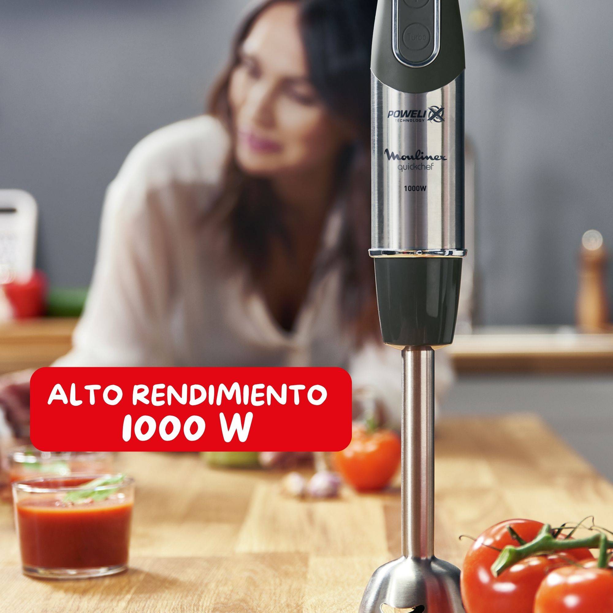 Quickchef, Batidora de mano, 3 accesorios, 1000 W, 10 velocidades, Accesorio pasapuré, Pie metálico, DD65H810