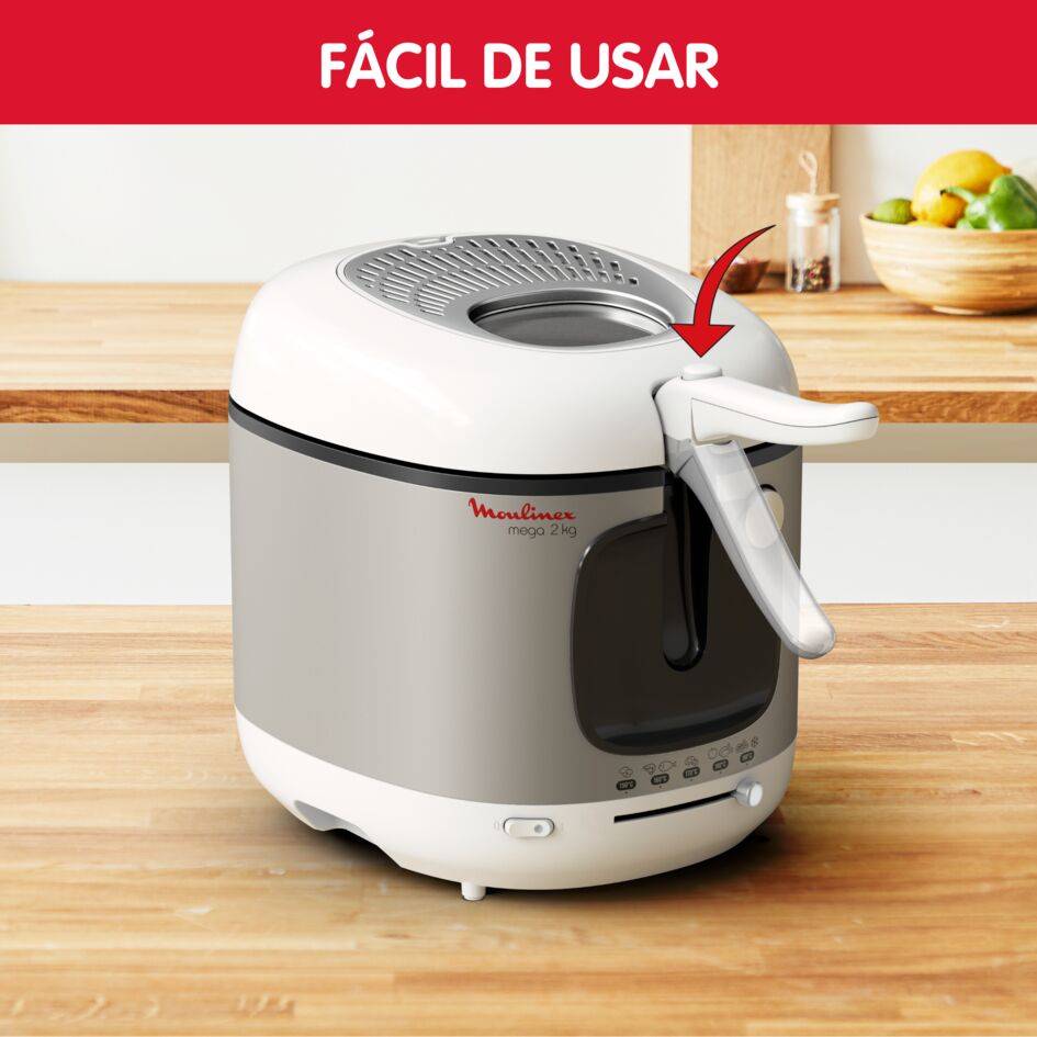 Mega, Freidora de aceite, 3.3 L, Ventana de Visualización, Control Antiolor, Gris