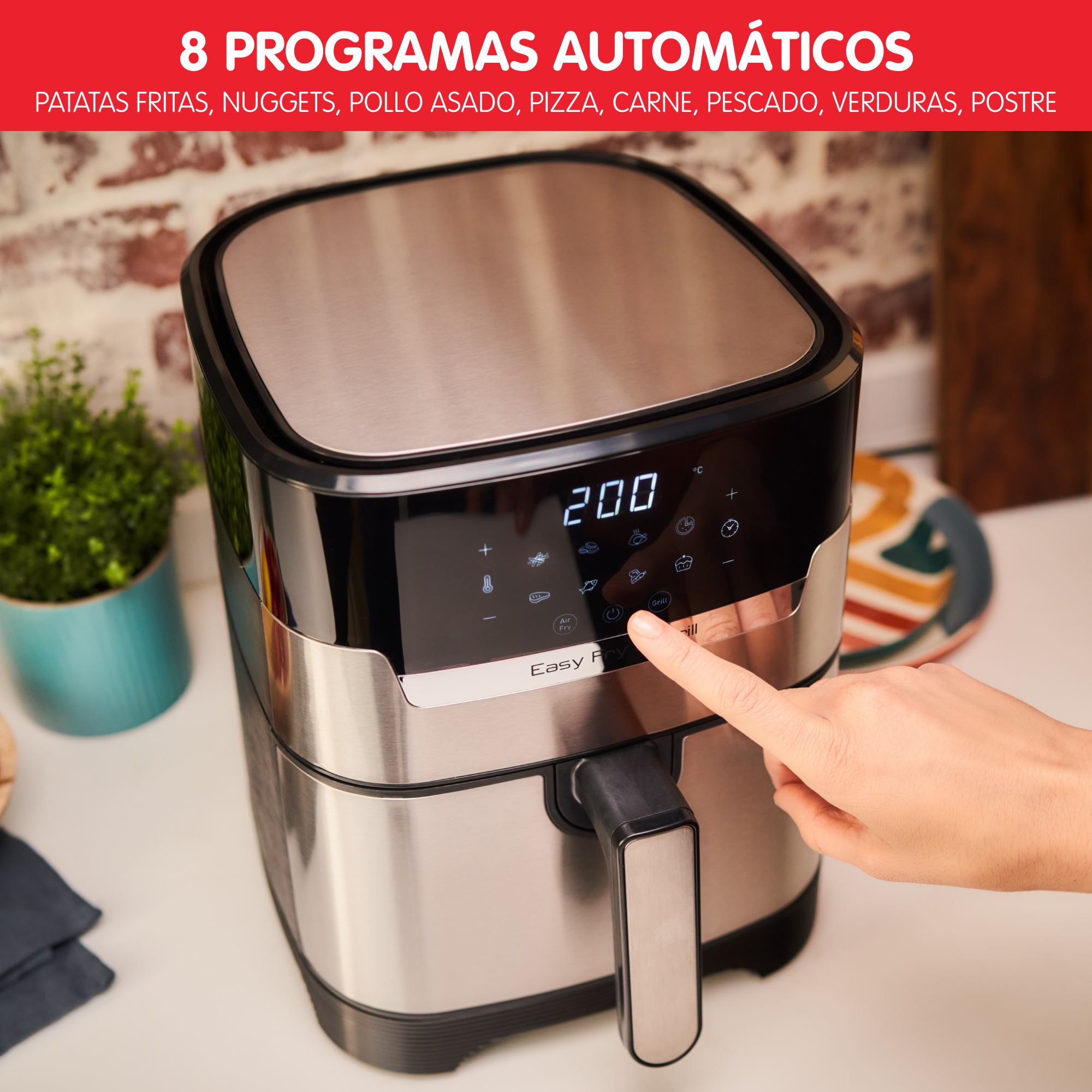Easy Fry & Grill , Freidora de Aire, 4,2L, Digital, Inox
