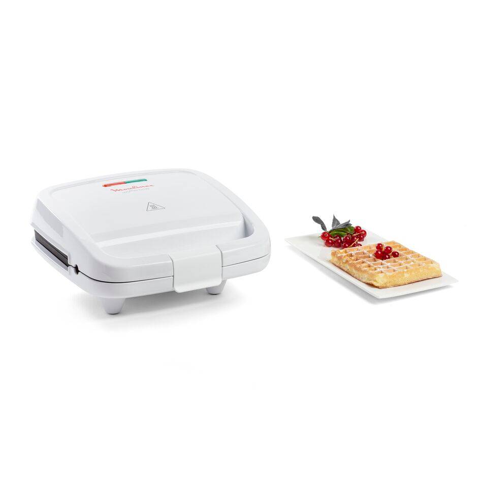 Waffle Time, Gofrera, Placas con Revestimiento Antiadherente, Precalentamiento, Blanco