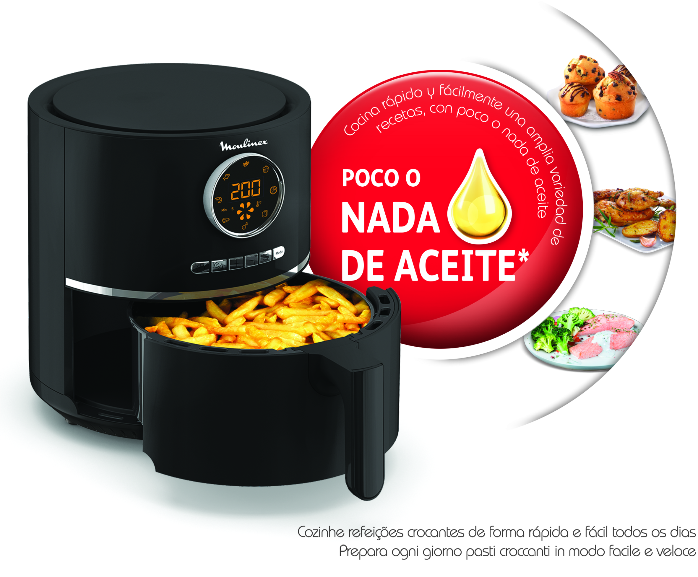 Ultra Fry, Freidora de aire, 4,2L, Digital, Negra