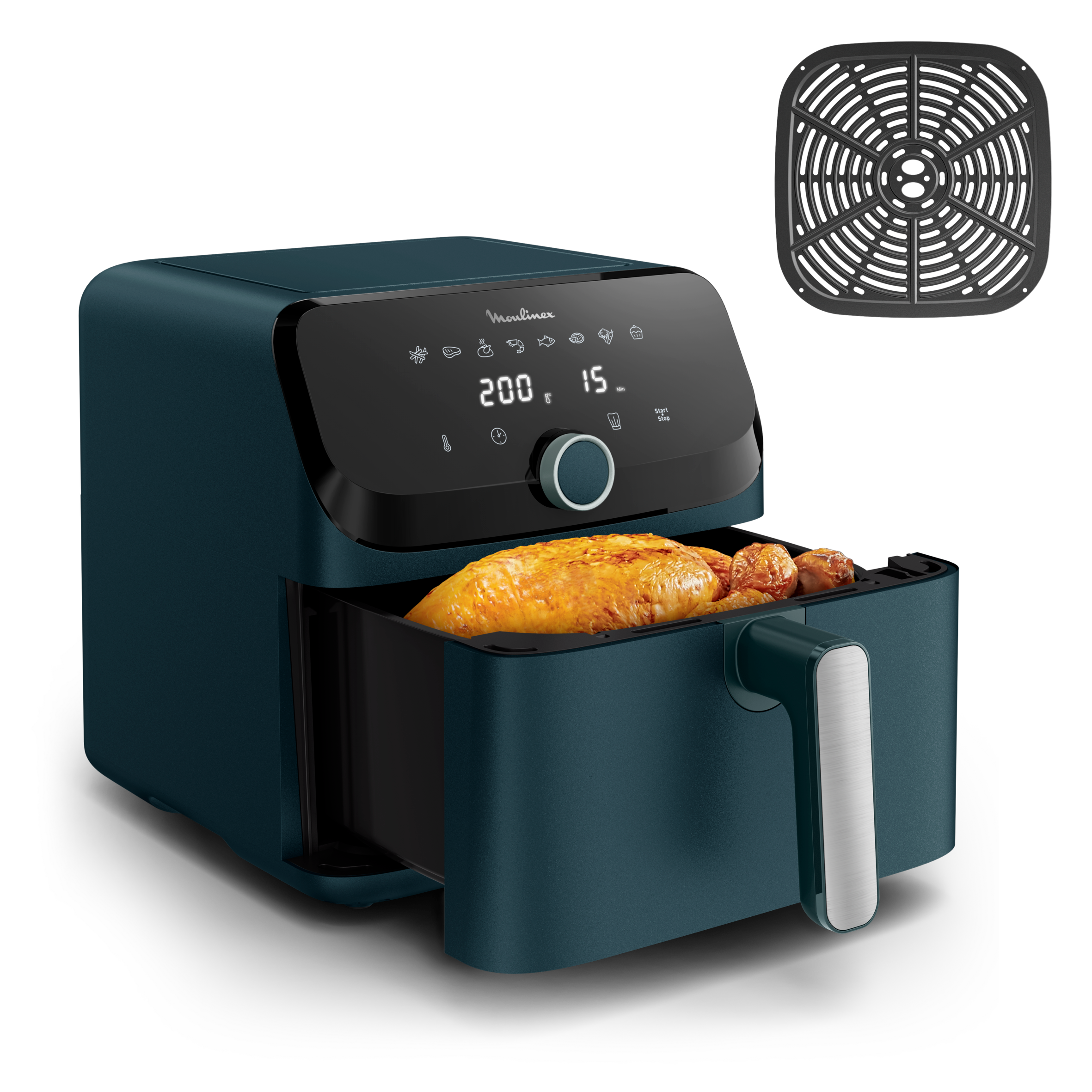 Easy Fry Mega, Freidora de aire, 1700 W, Gran capacidad de 7,5 L, 8 programas, Compacta