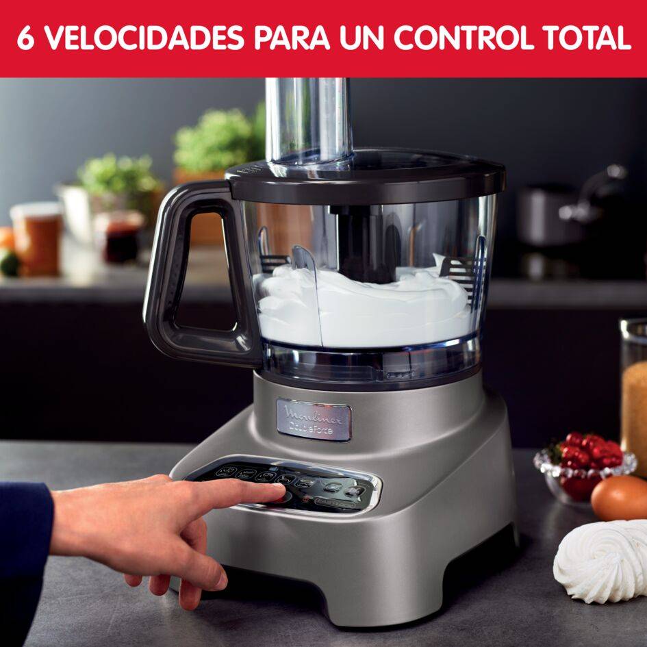 DoubleForce, Procesador de alimentos multifunción, 2 opciones de potencia de motor, Batidora para elaborar smoothies y batidos, 10 accesorios