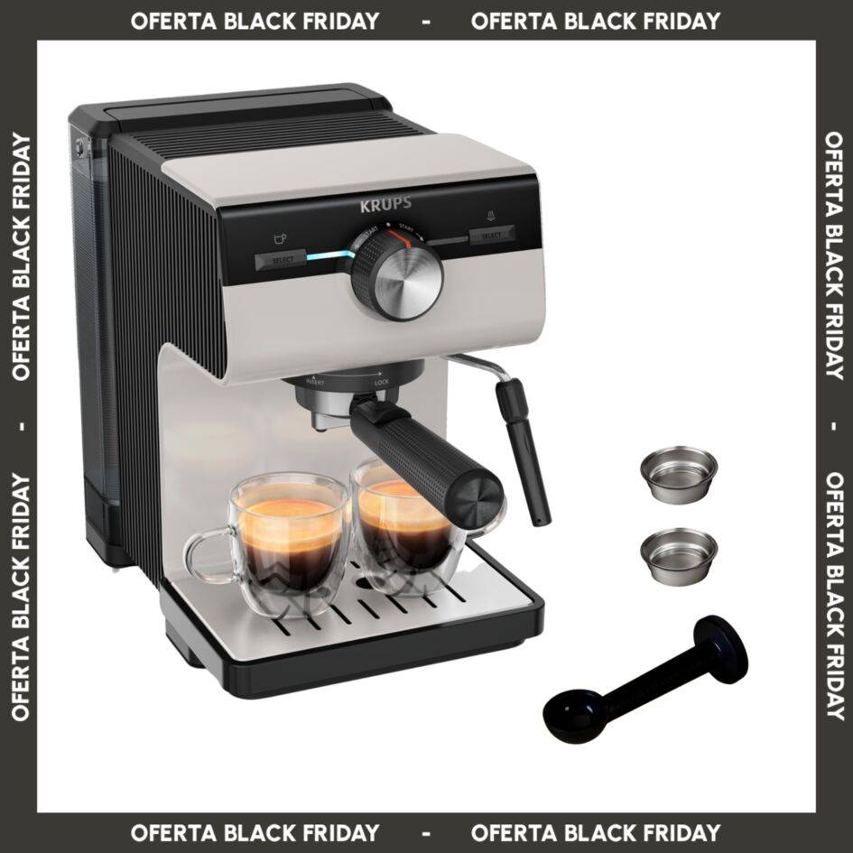 Authentic,  Cafetera espresso manual, Interfaz intuitiva, Diseño inteligente, Gris claro