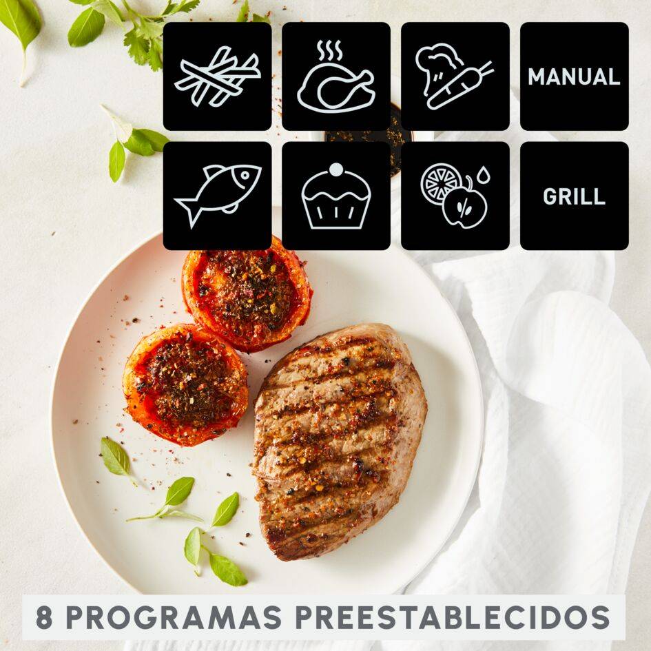 Dual Easy Fry & Grill, Freidora de aire y grill, 8,3 L, Dos cubetas, 8 Programas, Negro