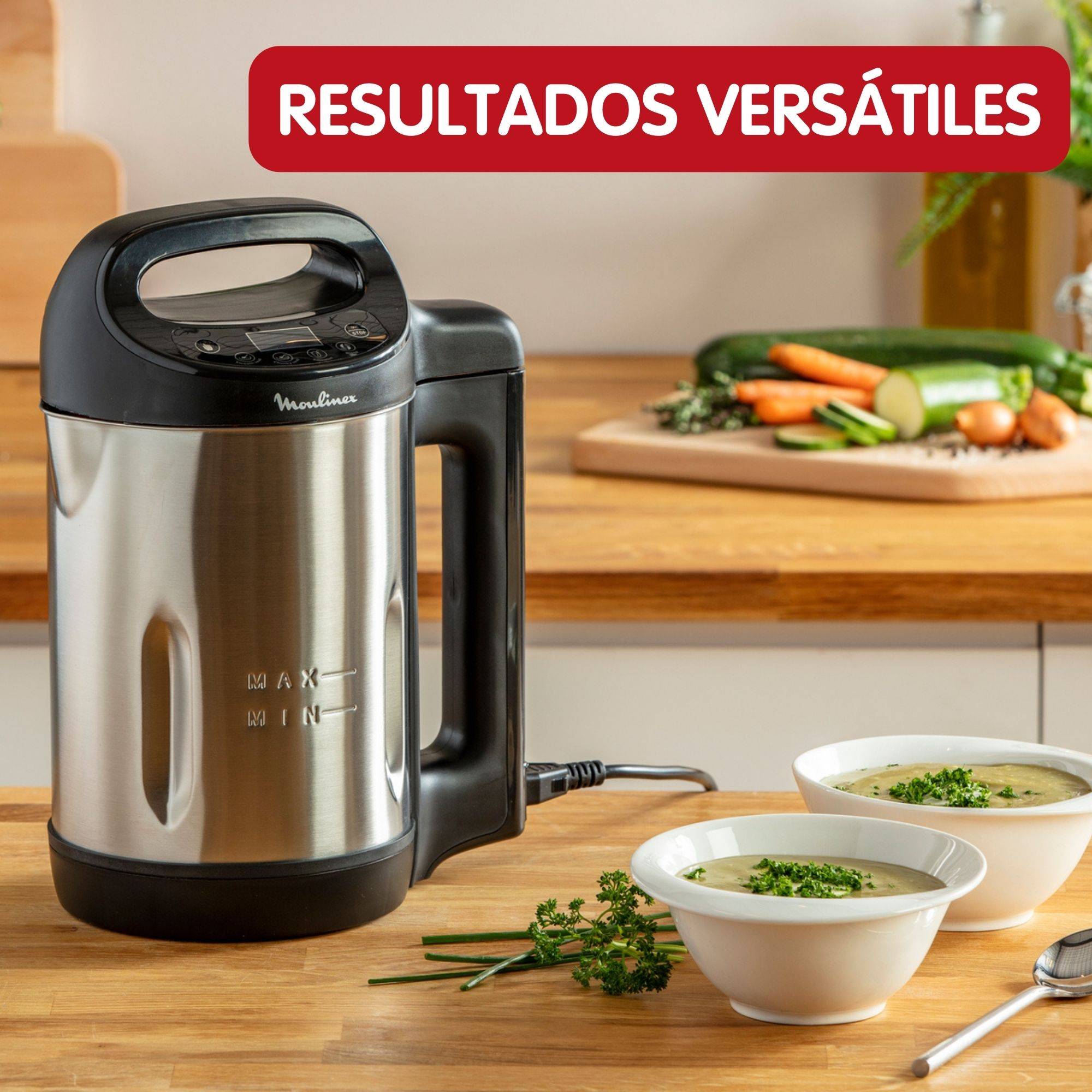 My daily soup, Sopera eléctrica, 1.2 L, 4 Programas Automáticos, 4 Cuchillas, Inox