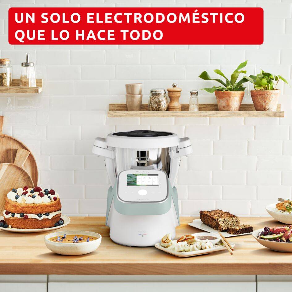 i-Companion Touch, Robot De Cocina, 4,5L, Accesorios, 14 Programas Automáticos, Modo manual, Wifi y Bluetooth, App Moulinex, Eucalipto