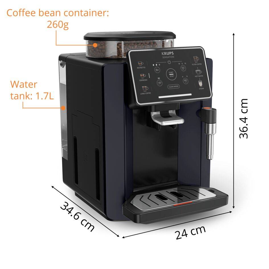 Sensation, Cafetera Superautomática, Panel táctil, 5 recetas automáticas, Espumador de leche