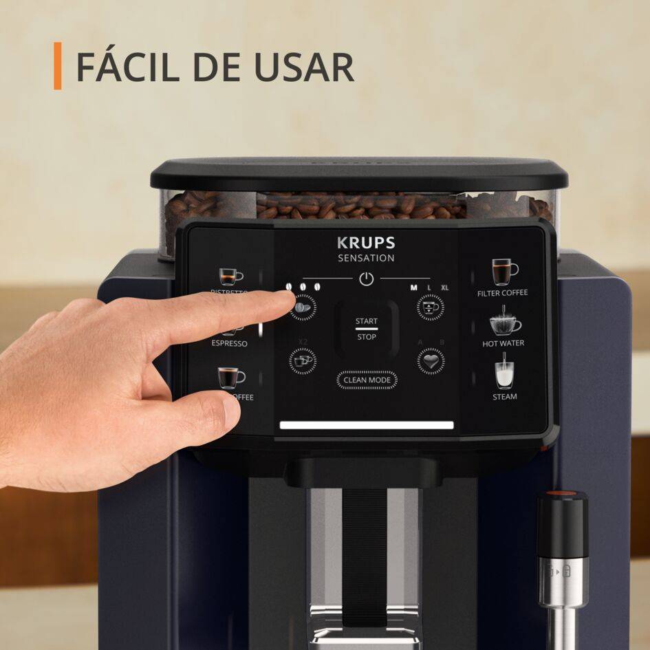 Sensation, Cafetera Superautomática, Panel táctil, 5 recetas automáticas, Espumador de leche