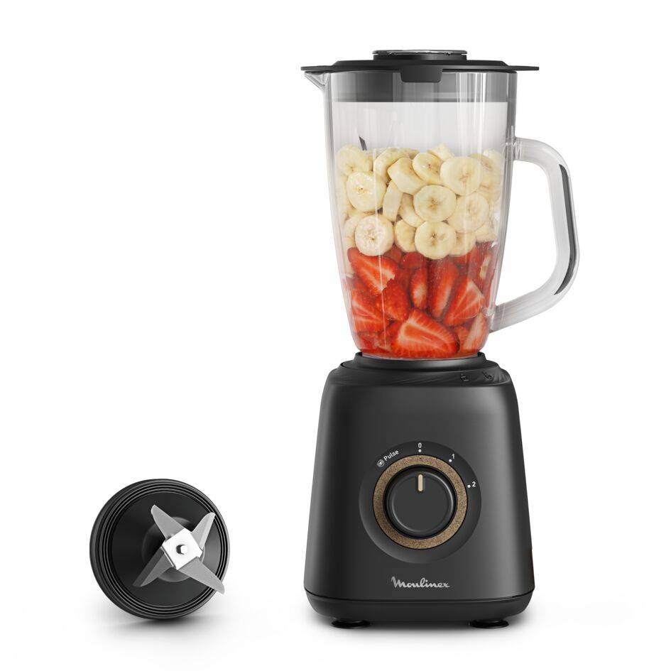 Eco Respect, Batidora de vaso, Diseño ecológico, Materiales reciclables, 1,75L, 4 cuchillas, 800W, Negro