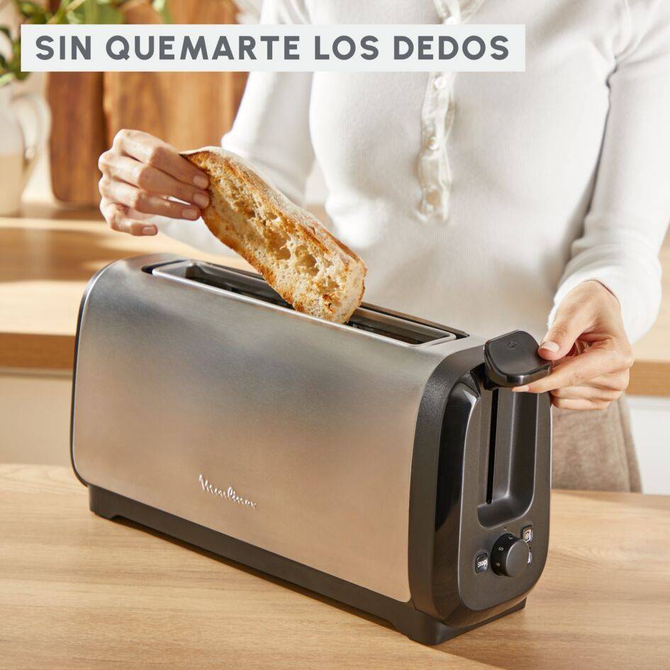 Subito, Tostadora de ranura larga, Tuesta más rápido, Menor consumo energético, Negro y acero inoxidable