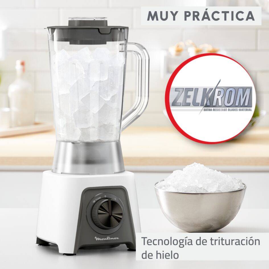 Moulinex Blendeo+, Licuadora de Cocina, Capacidad de 1,5 L, 450 W, 2 Velocidades, Jarra de plástico