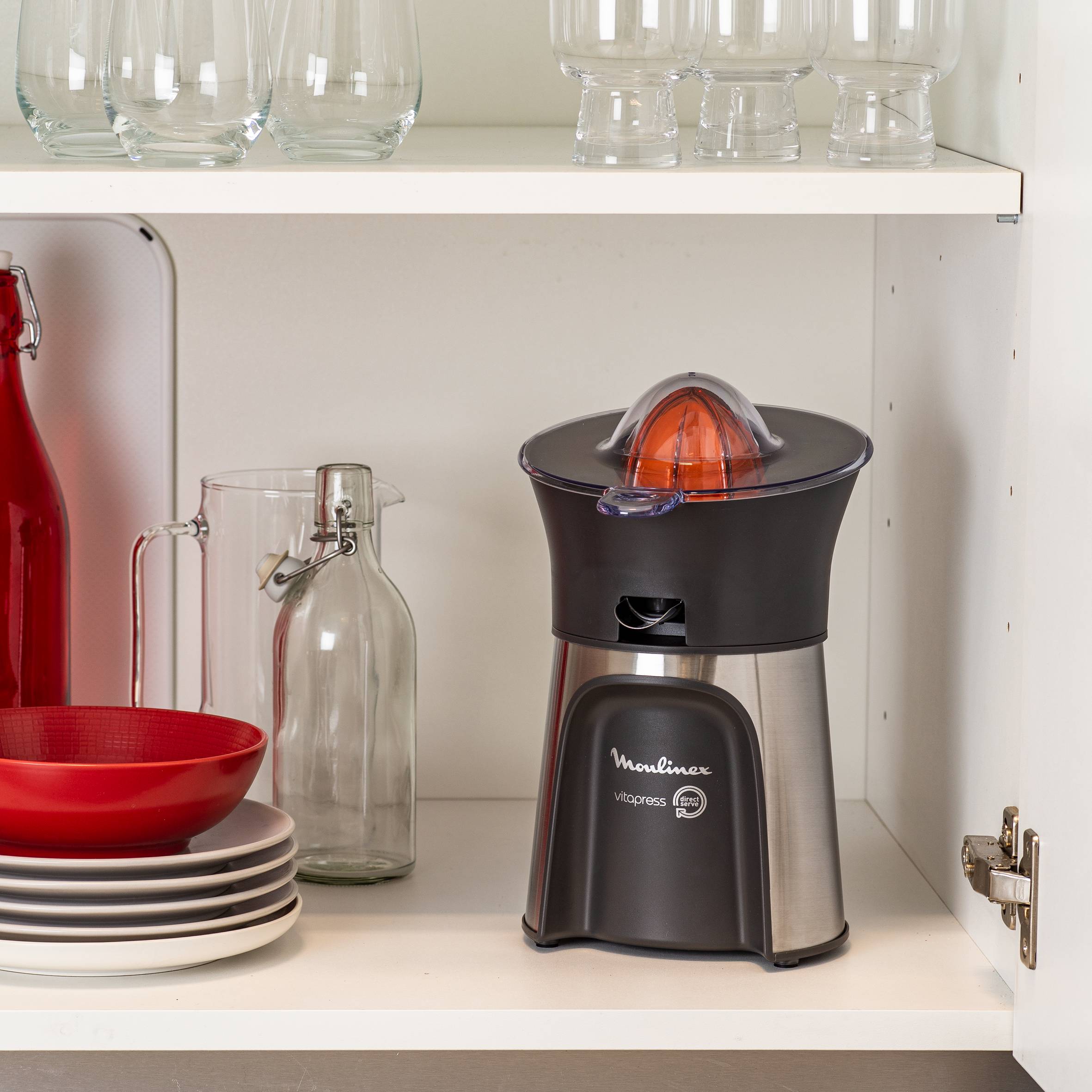 Citrus Press, Exprimidor eléctrico, 3 conos, Boquilla antigoteo, Inox