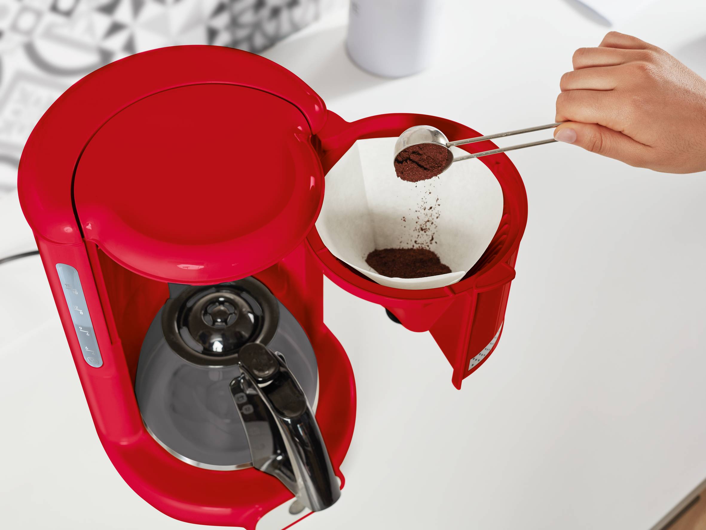 Soleil, Cafetera de filtro, 1,25 L, 15 tazas, 1000 W, Roja