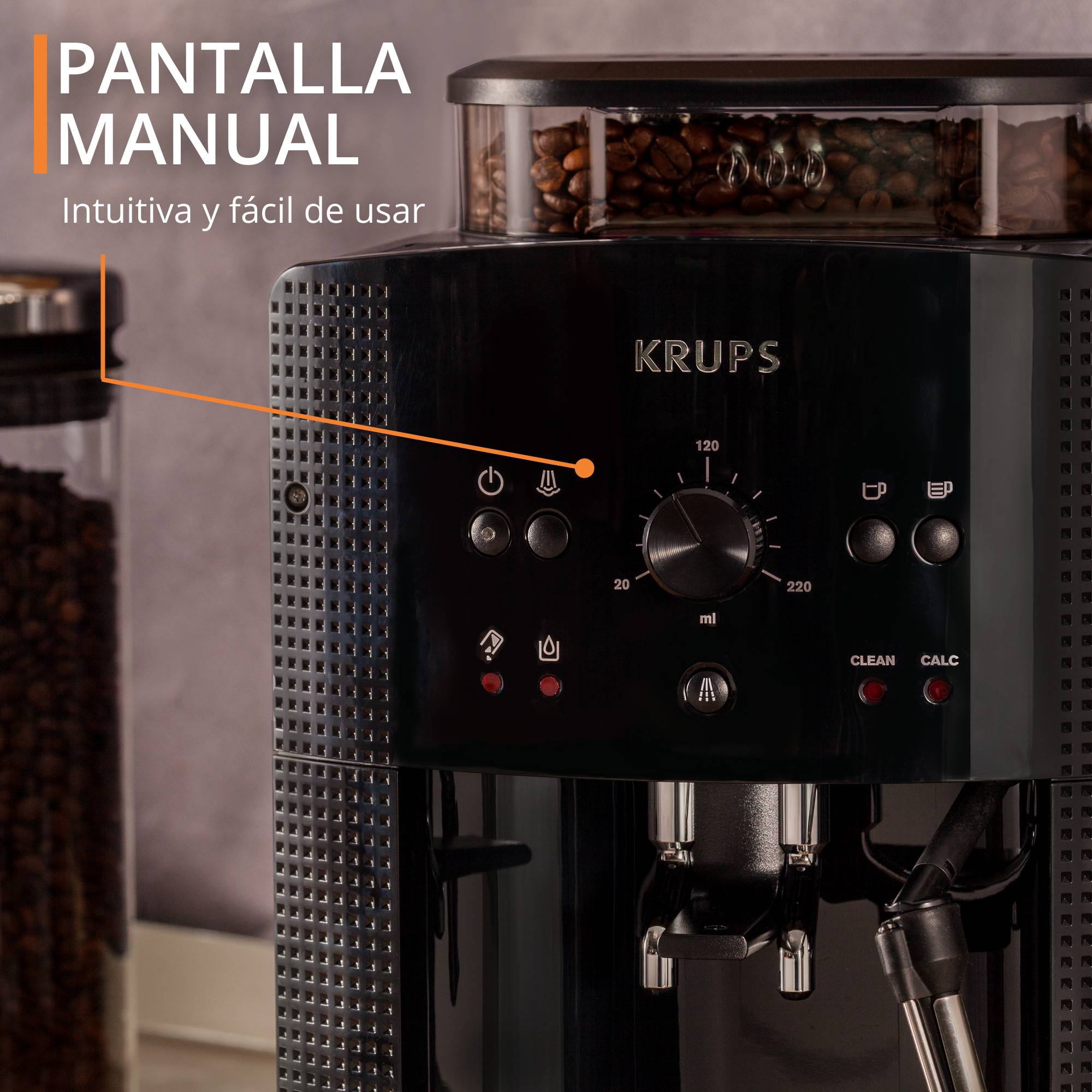 Essential, Cafetera Superautomática, Mecánica, Espumador de leche, Negra