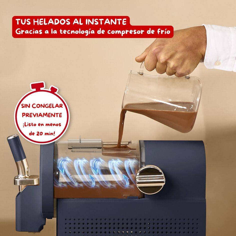Heladera Freezi, Prepara helados y bebidas heladas al momento, 5 programas automáticos, Silenciosa, 8 raciones, Azul