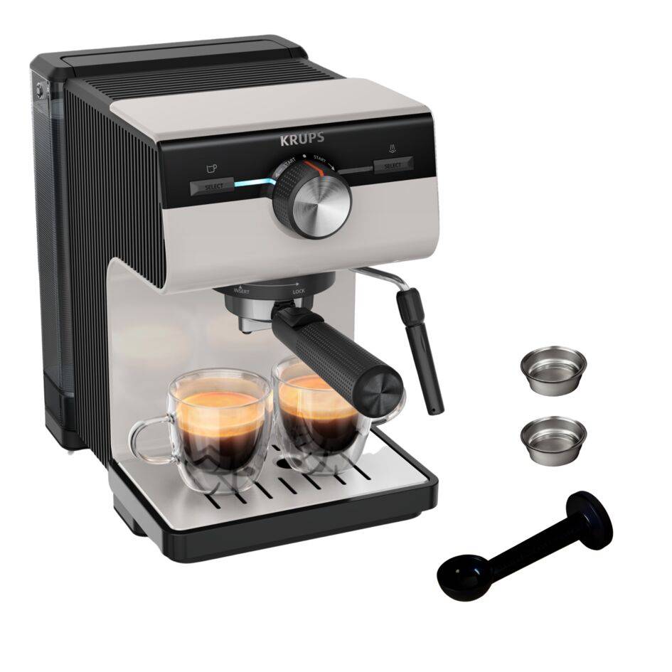 Authentic, Cafetera espresso manual, Interfaz intuitiva, Diseño inteligente, Gris claro