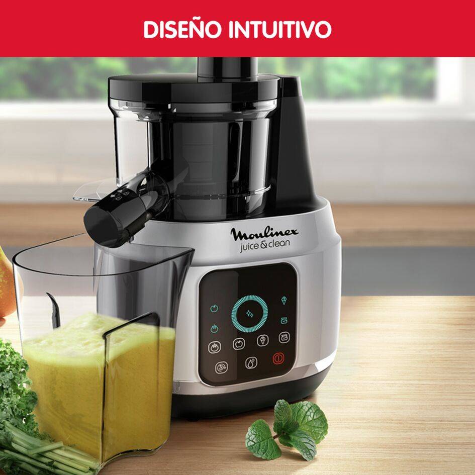 Juice & Clean, Licuadora, 6 programas, 2 velocidades, Silenciosa, Accesorios, Inox