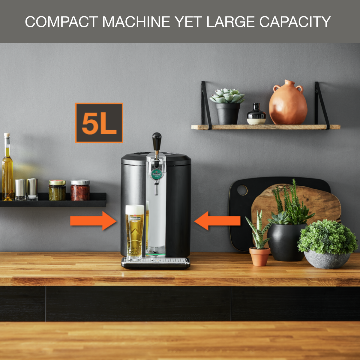 Tirador de cerveza, Barril 5L, 65 W, Compacto